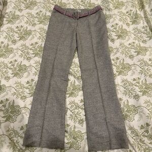 Gray Sparkly Trousers with Bedazzled Pink Belt